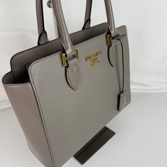 Prada Small Saffiano Gray Leather Tote - Authenticity Certified - Picture 2 of 13